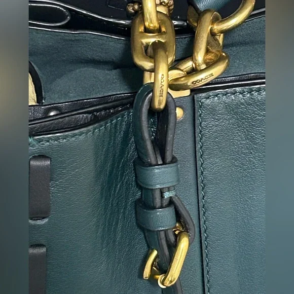 COACH Dreamer 34 ColorBlock Whipstitch Shoulder Bag in Evergreen - Picture 7 of 15